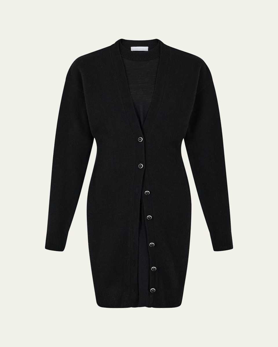 Layered Cardigan Wool-Cashmere Mini Dress
